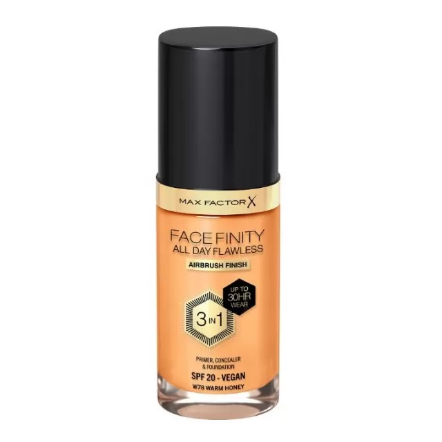 MAX FACTOR FACEFINITY 3IN1 VEGAN TEČNI PUDER 78 WARM HONEY 30ML