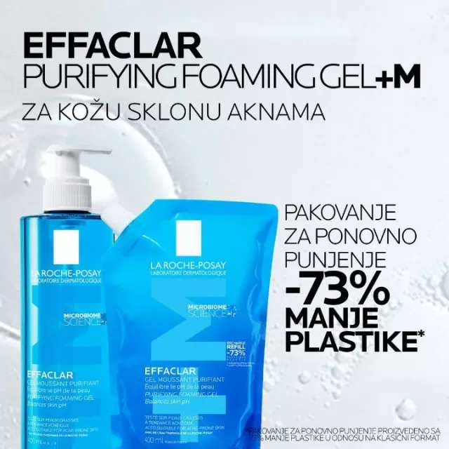 La Roche-Posay EFFACLAR Penušavi gel za čišćenje masne, osetljive kože sklone aknama 400 ml + REFILL PAKOVANJE 400 ml