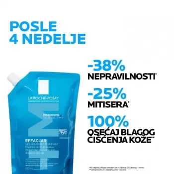 La Roche-Posay EFFACLAR Penušavi gel za čišćenje masne, osetljive kože sklone aknama 400 ml + REFILL PAKOVANJE 400 ml