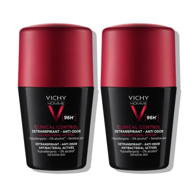 Vichy Deo-Duo pakovanje; Clinical Control roll-on, testiran za kontrolu prekomernog znojenja do 96h za muškarce