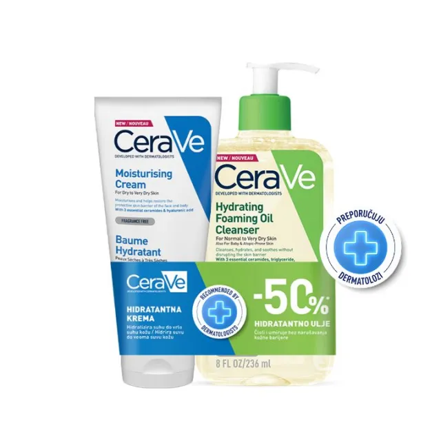 CeraVe Hidratantna krema 177ml + CeraVe Hidratantno ulje za čišćenje 236ml