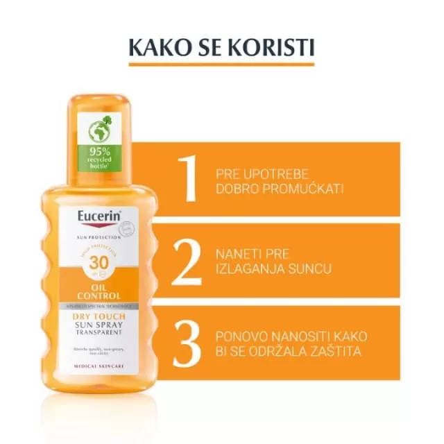 EUCERIN OIL CONTROL DRY TOUCH SPREJ ZA ZAŠTITU OSETLJIVE KOŽE OD SUNCA SPF 30