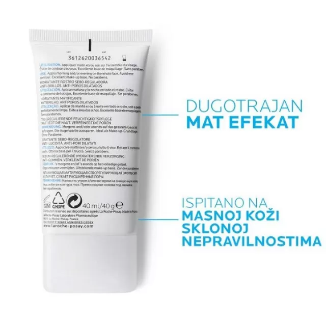 La Roche-Posay EFFACLAR MAT Hidratantna nega za lice s mat-efektom koja reguliše proizvodnju sebuma, 40ml