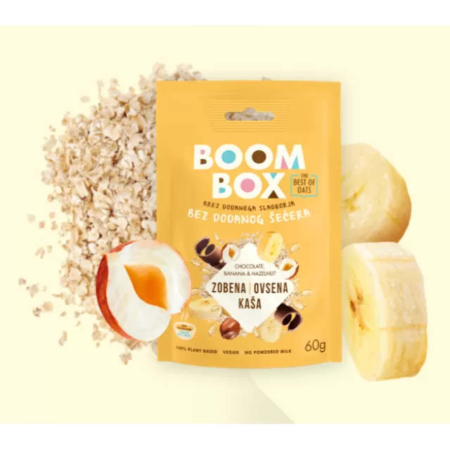 BOOM BOX OVSENA KAŠA SA BANANOM, ČOKOLADOM I LEŠNICIMA 60G