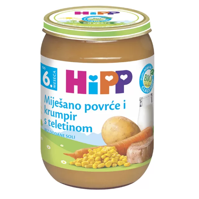 HIPP KAŠICA MEŠANO POVRĆE I KROMPIR SA TELETINOM 190G