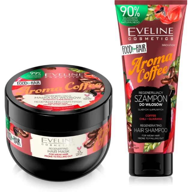 EVELINE SET AROMA COFFEE MASKA ZA KOSU 500ML + REGENERIŠUĆI ŠAMPON ZA KOSU SA KAFOM 250ML