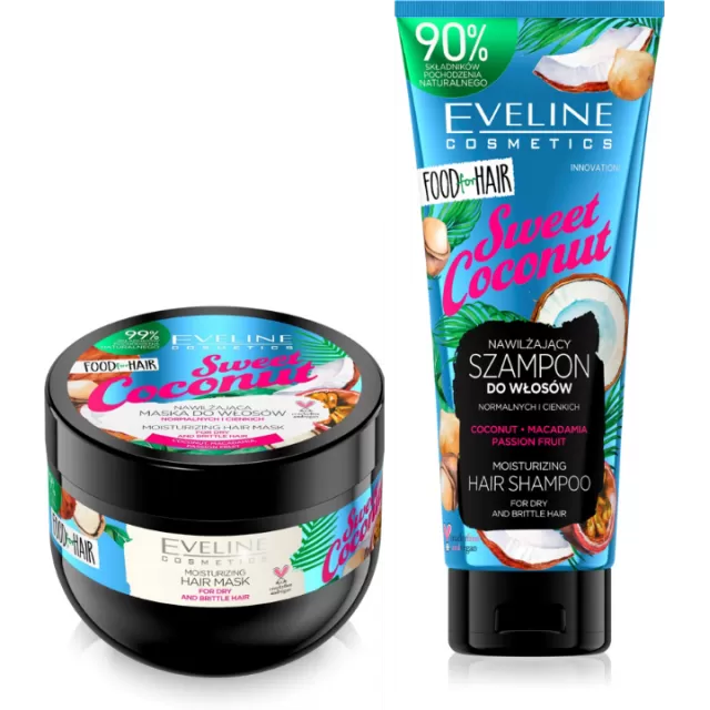 EVELINE SET SWEET COCONUT MASKA ZA KOSU 500ML + HIDRATANTNI ŠAMPON ZA KOSU SA KOKOSOM 250ML