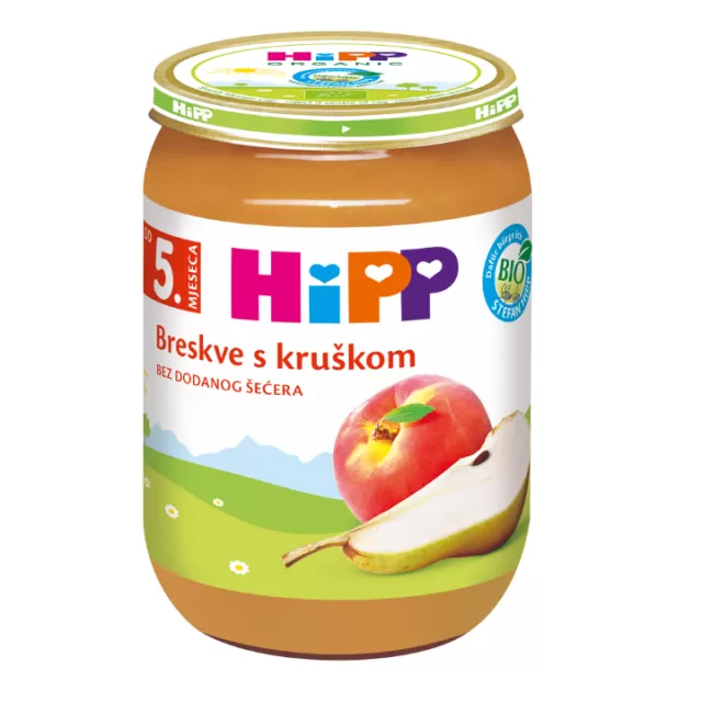 HIPP KAŠICA BRESKVE SA KRUŠKOM 190G