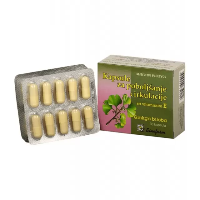 KAPSULE ZA POBOLJŠANJE CIRKULACIJE SA VITAMINOM E GINKO A30