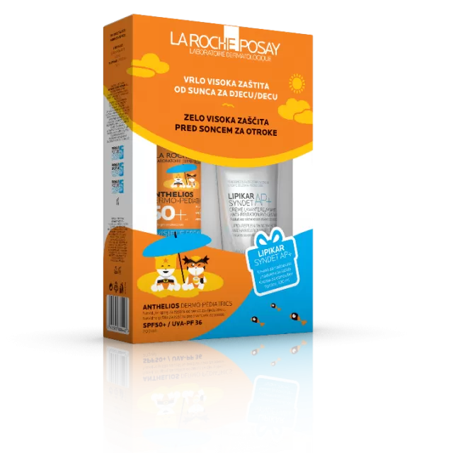 LA ROCHE-POSAY PROMO ANTHELIOS DERMOPEDIATRICS NEVIDLJIVI SPREJ SPF50+GRATIS LIPIKAR SYNDET AP+