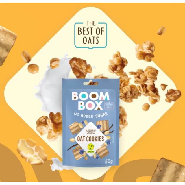 BOOM BOX OVSENI KEKS BOROVNICA I VANILA 50G
