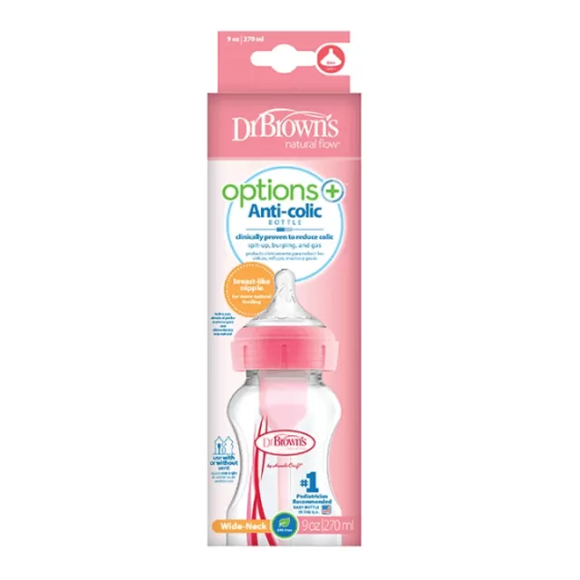 DR BROWNS WIDE NECK PLASTIČNA BOCA OPTIONS 270ML - ROZE