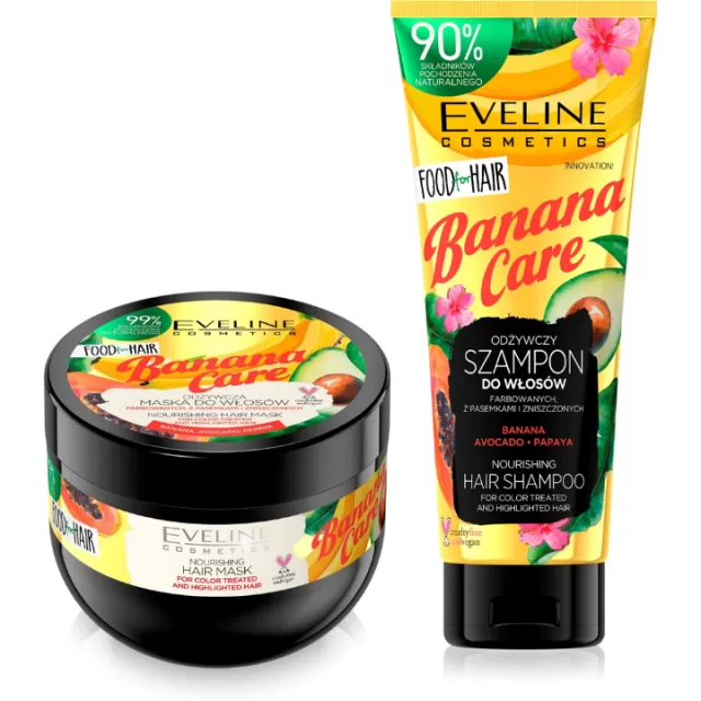 EVELINE SET BANANA CARE MASKA ZA KOSU 500ML + HRANLJIVI ŠAMPON ZA KOSU SA BANANOM 250ML