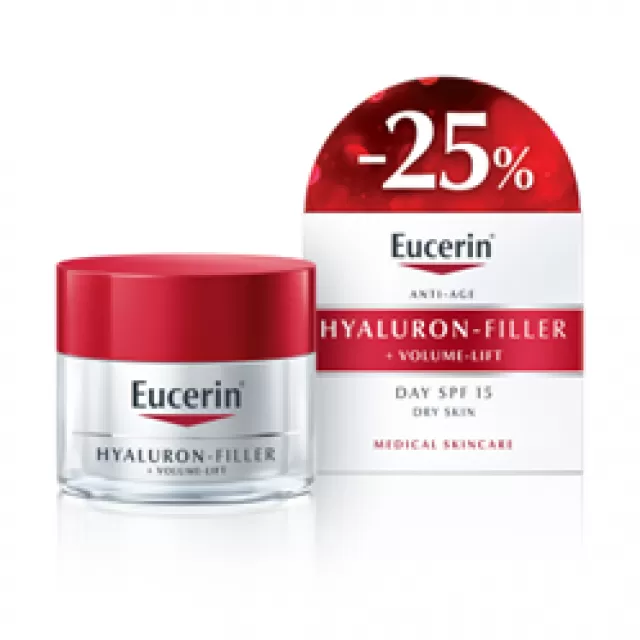 EUCERIN PROMO HYALURON-FILLER+VOLUME-LIFT DNEVNA KREMA ZA SUVU KOŽU SPF15 -25%