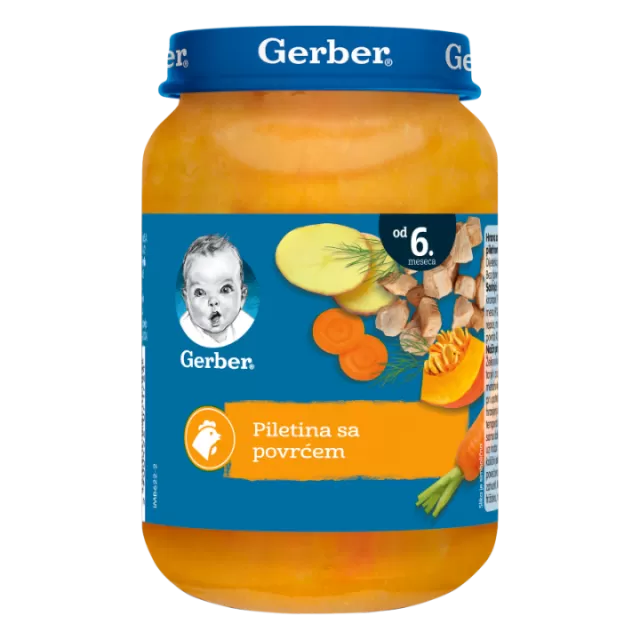 GERBER KAŠICA PILETINA SA POVRĆEM 190G