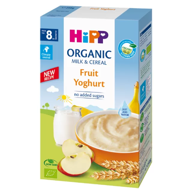 HIPP INSTANT KAŠA MLEKO I ŽITARICE - VOĆE SA JOGURTOM 250G
