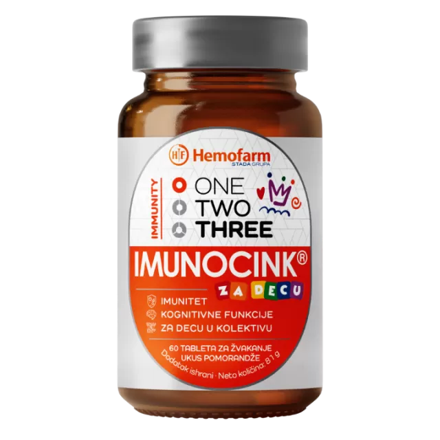 ONE TWO THREE IMUNOCINK ZA DECU 60 TABLETA ZA ŽVAKANJE