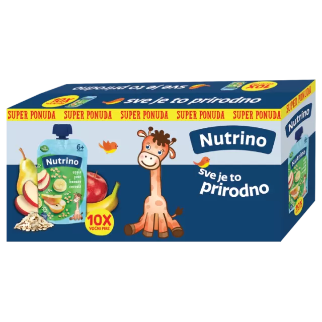 NUTRINO KOPAK JABUKA, KRUŠKA, BANANA, ŽITARICE 10x100G