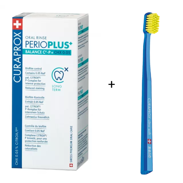 CURAPROX PERIO PLUS BALANCE TEČNOST CHX 0,05 200ML+ GRATIS ČETKICA 5460