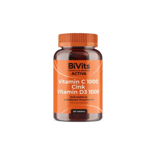 BIVITS ACTIVA VITAMIN C 1000, CINK, VITAMIN D3, 60 TABLETA