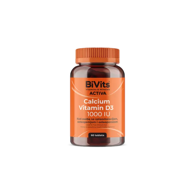 BIVITS ACTIVA CALCIUM VITAMIN D3 1000IU, 60 TABLETA