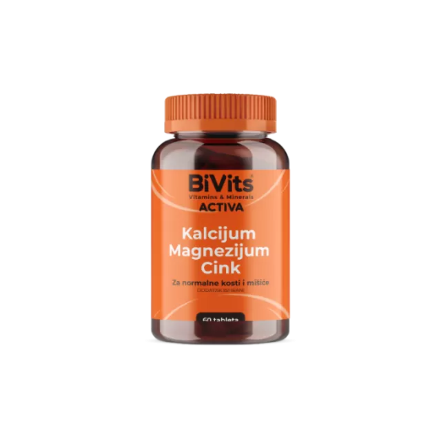 BIVITS ACTIVA KALCIJUM, MAGNEZIJUM, CINK, 60 TABLETA