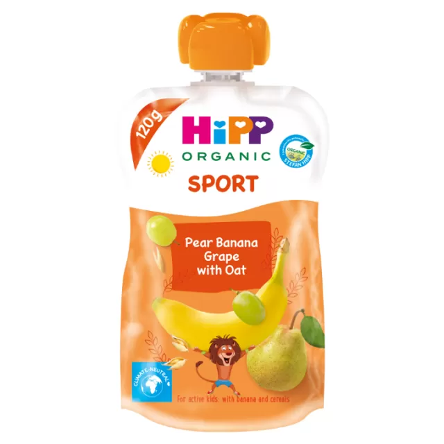 HIPP POUCH SPORT KRUŠKA, BANANA, GROŽĐE SA OVSOM 120G