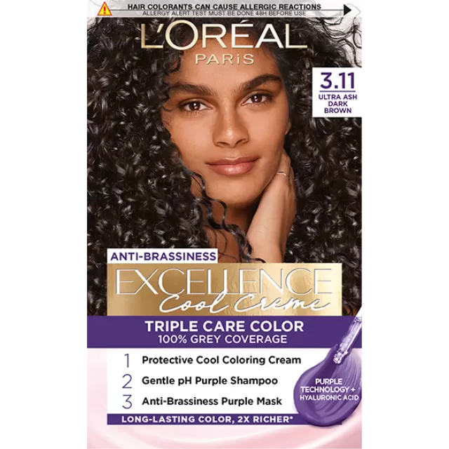 L'OREAL TRAJNA BOJA ZA KOSU EXCELLENCE  3.11 - ULTRA PEPELJASTO TAMNO SMEĐA 48ML