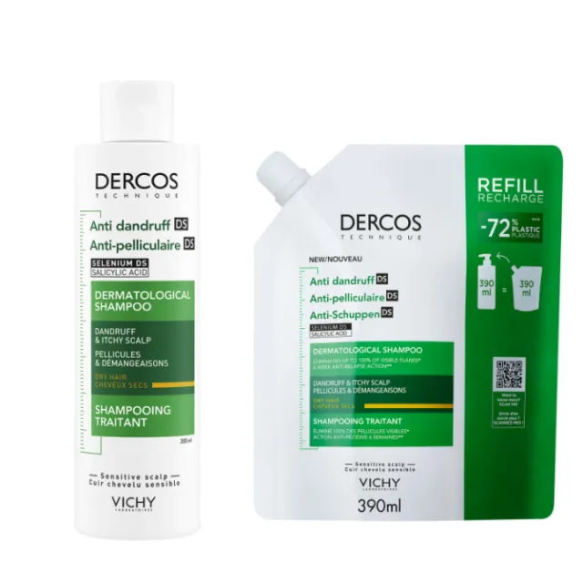 VICHY DERCOS ŠAMPON PROTIV SUVE PERUTI 200ML + EKO REFILL PROTIV SUVE PERUTI 390ML