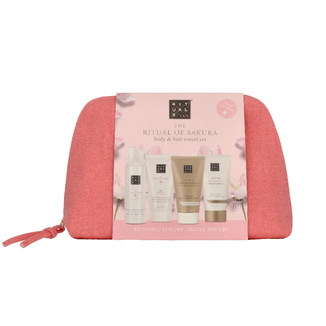RITUALS SAKURA SET NESESER (Penušavi gel za tuširanje 50ml + Regenerator 70ml + Šampon 70ml + Krema za telo 70ml )